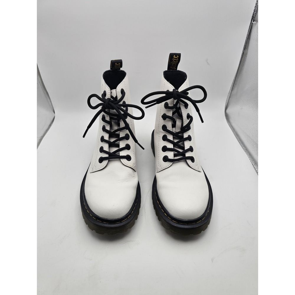 Dr. Martens Jadon 15265100 White Smooth Polish Leather BOOTS Medium Women 7